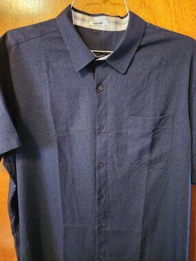 Men's 2XL Coofandy Navy Blue Short Sleeve Button Down Shirt
